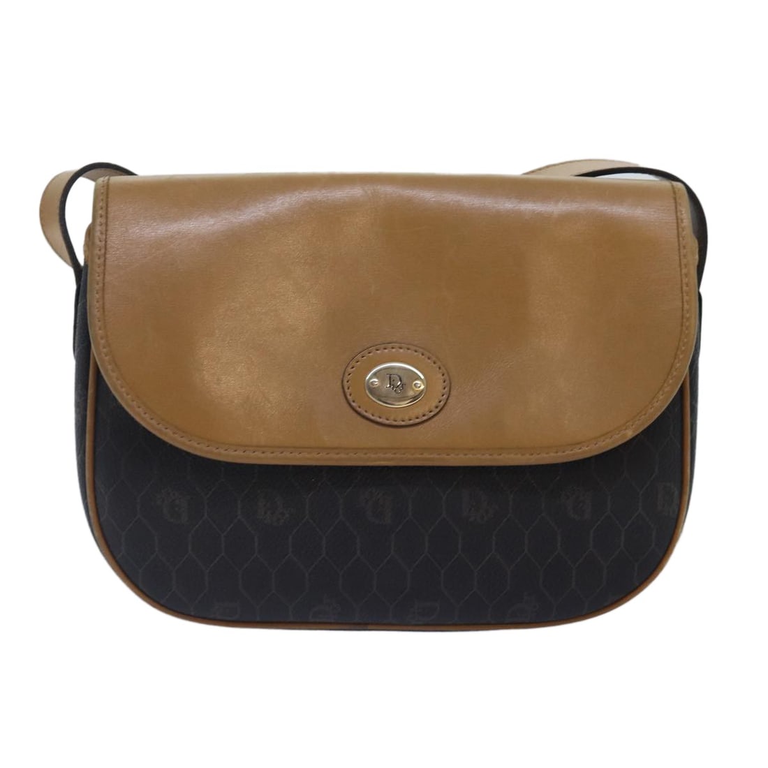 Christian Dior Honeycomb Black Canvas and Leather Vintage Shoulder Bag (1 of 18)