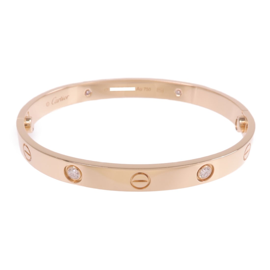 Cartier Love Bracelet 18K Rose Gold with Four Diamond Accents Size 17 (1 of 10)
