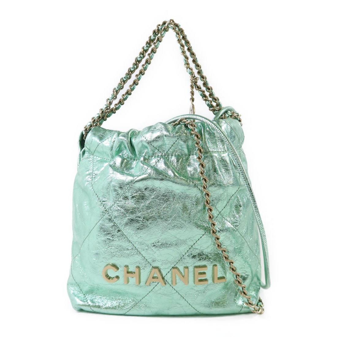 Chanel C22 Mini Green Calfskin Chain Shoulder Bag with Gold Hardware (1 of 14)