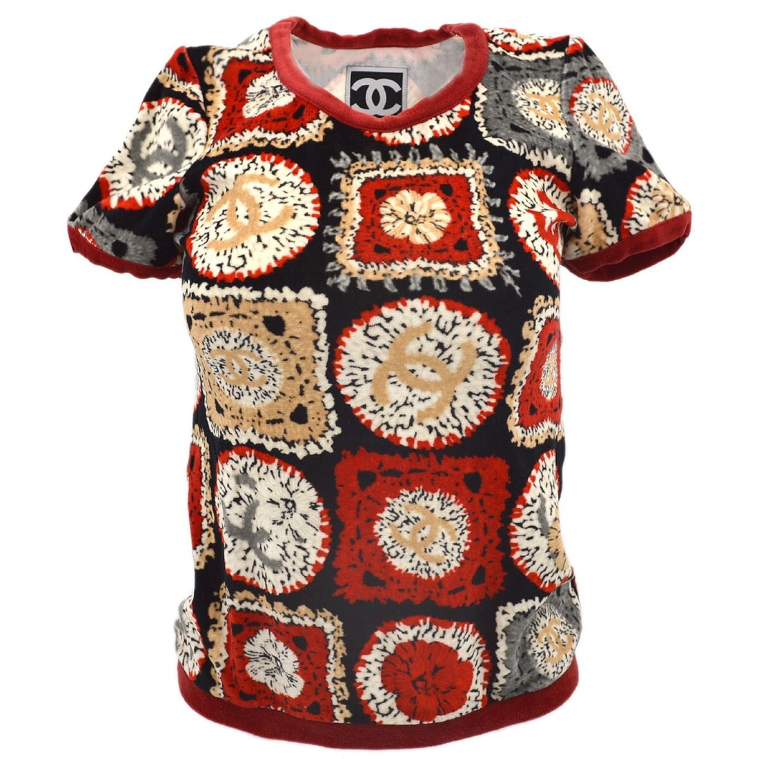 Chanel Red Black Short Sleeve Casual Top 09P (1 of 10)