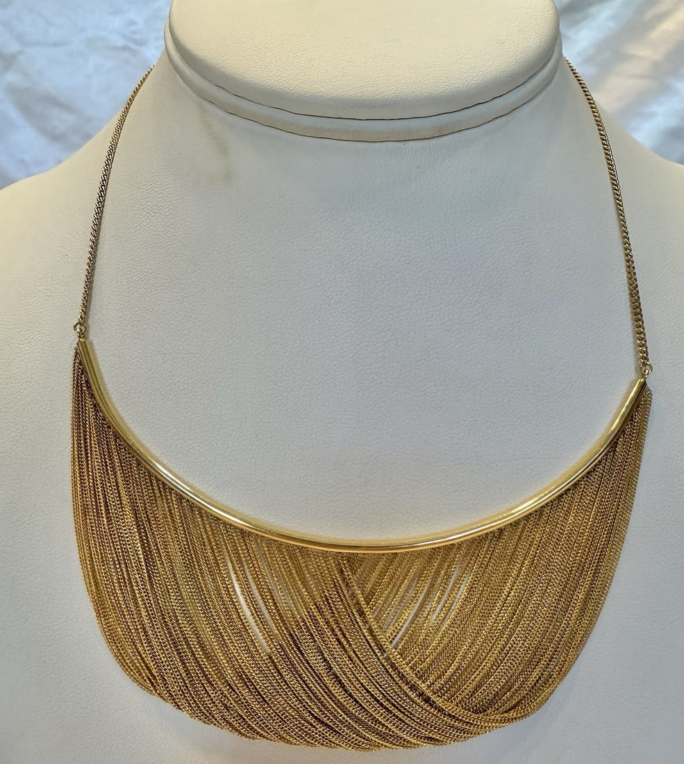Stunning 18K Yellow Gold Handmade Drape Necklace Signed (1 of 4)