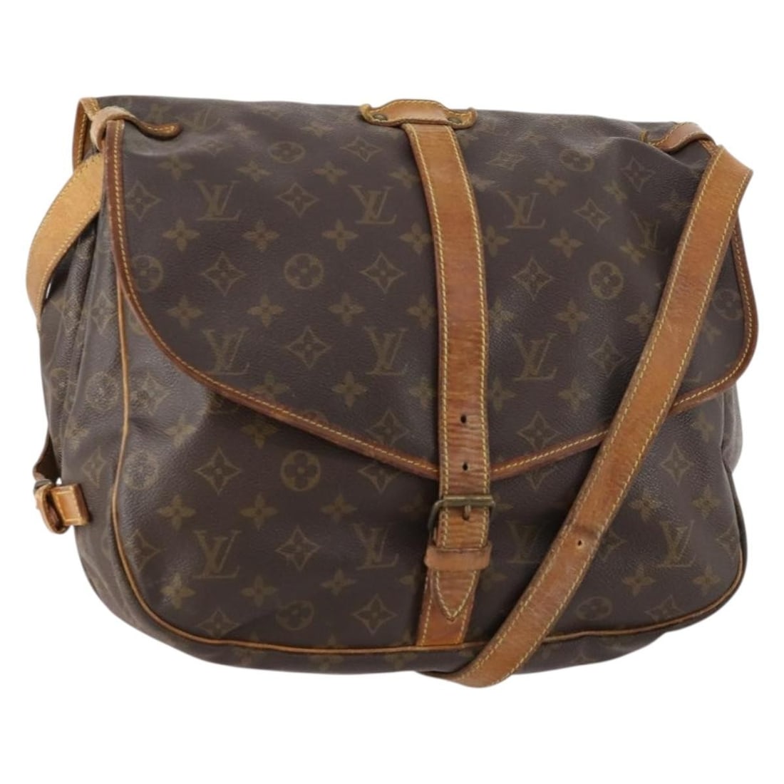 Louis Vuitton Saumur 35 Monogram Canvas Shoulder Bag M42254 France: Louis Vuitton Saumur 35 Monogram Canvas Shoulder Bag M42254 France This Louis Vuitton Monogram Saumur 35 shoulder bag features the iconic monogram canvas exterior and is designed for women. The bag of