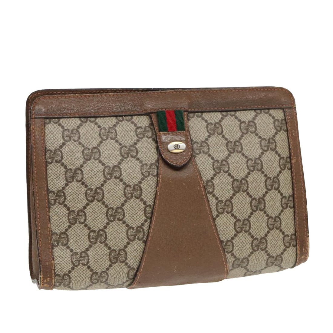 Gucci GG Supreme Sherry Line Beige Red PVC Clutch Bag 89 01 032: Gucci GG Supreme Sherry Line Beige Red PVC Clutch Bag 89 01 032 This is a Gucci GG Supreme Web Sherry Line clutch bag crafted from beige and red PVC leather and GG canvas. Designed for women, this Ita