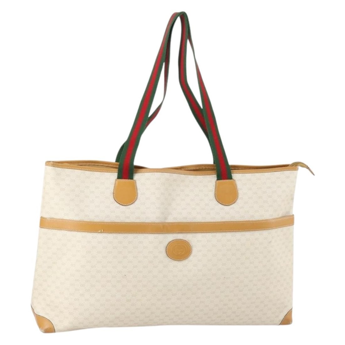 GUCCI Micro GG Supreme Ivory Tote Bag 002 39 0215 Auth Italy: GUCCI Micro GG Supreme Ivory Tote Bag 002 39 0215 Auth Italy This exquisite GUCCI Micro GG Supreme Web Sherry Line Tote Bag showcases a sophisticated blend of style and functionality. Crafted from dur