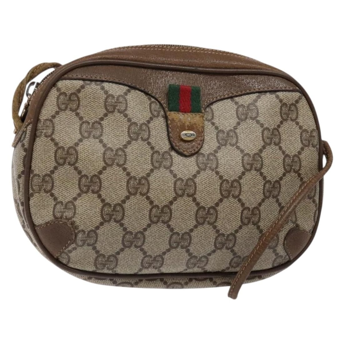 GUCCI GG Supreme Web Sherry Shoulder Bag PVC Beige 89 02 066 Auth: GUCCI GG Supreme Web Sherry Shoulder Bag PVC Beige 89 02 066 Auth This authentic GUCCI GG Supreme Web Sherry Line Shoulder Bag is crafted from durable PVC leather, featuring a stylish beige and gold e
