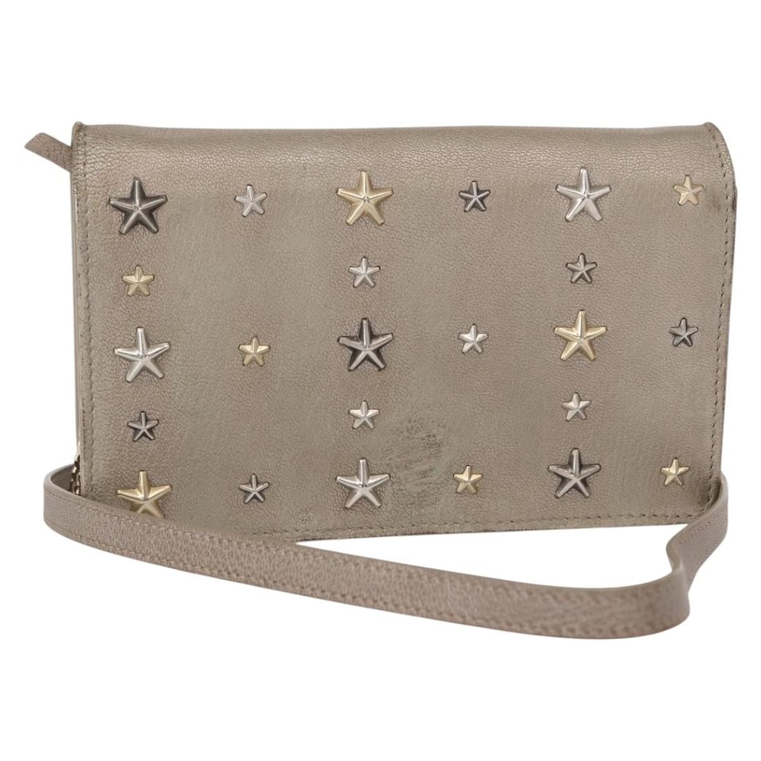 Jimmy Choo Star Studs Beige Silver Leather Shoulder Bag (1 of 18)