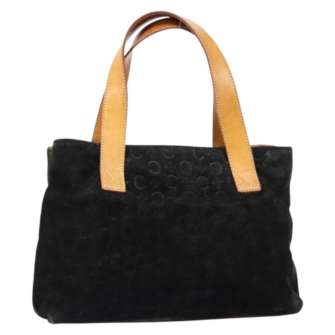 CELINE C Sulky Suede Hand Bag Black Silver Auth 147956 (1 of 18)