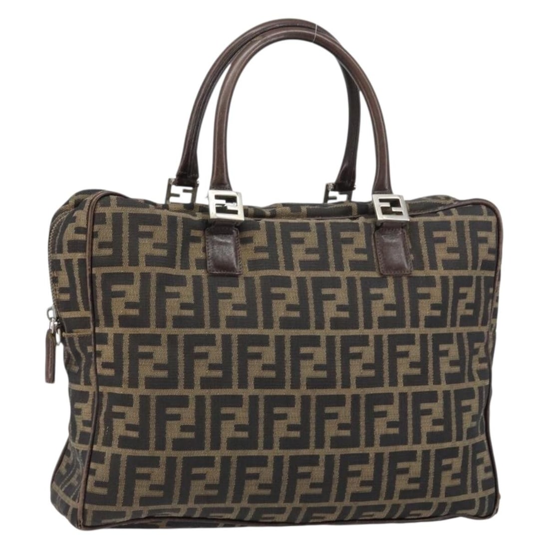 Fendi Zucca Canvas Black Brown Italian Handbag: Fendi Zucca Canvas Black Brown Italian Handbag This FENDI hand bag features the iconic Zucca canvas in black and brown. Made in Italy, it offers a stylish and recognizable look with a classic silhouet