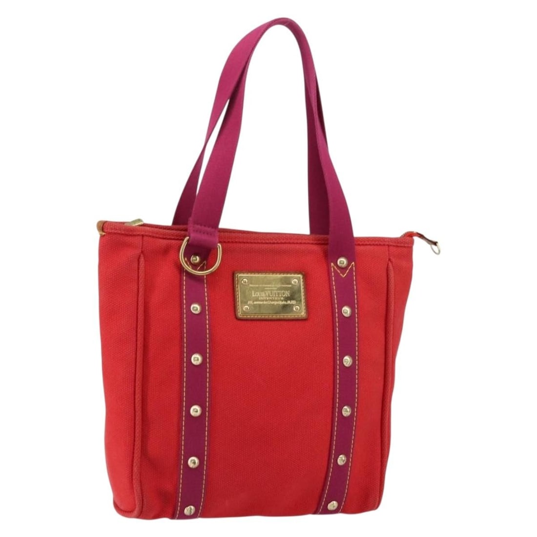 LOUIS VUITTON Antigua Cabas MM Red Tote Bag M40034 Auth France (1 of 18)