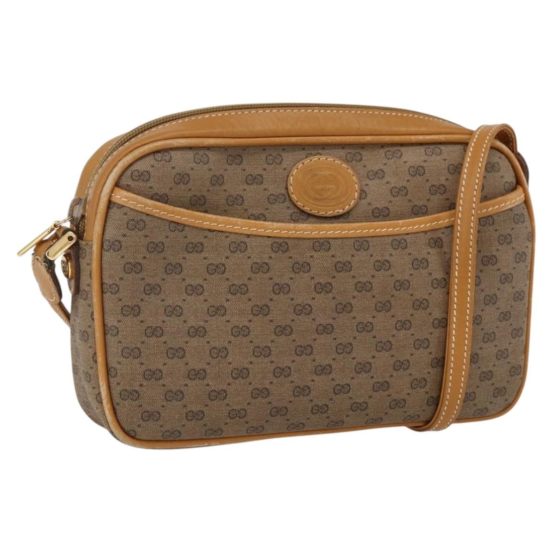 Beige Gold Micro GG Canvas Gucci Shoulder Bag in PVC Leather (1 of 18)