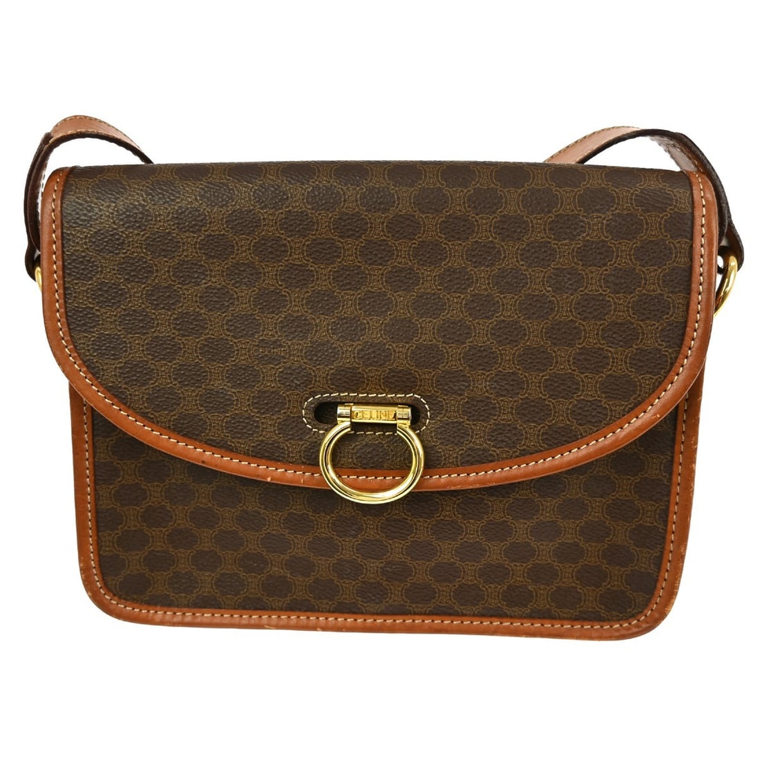 Celine Macadam Brown Shoulder Bag in PVC and Leather Medium (1 of 12)