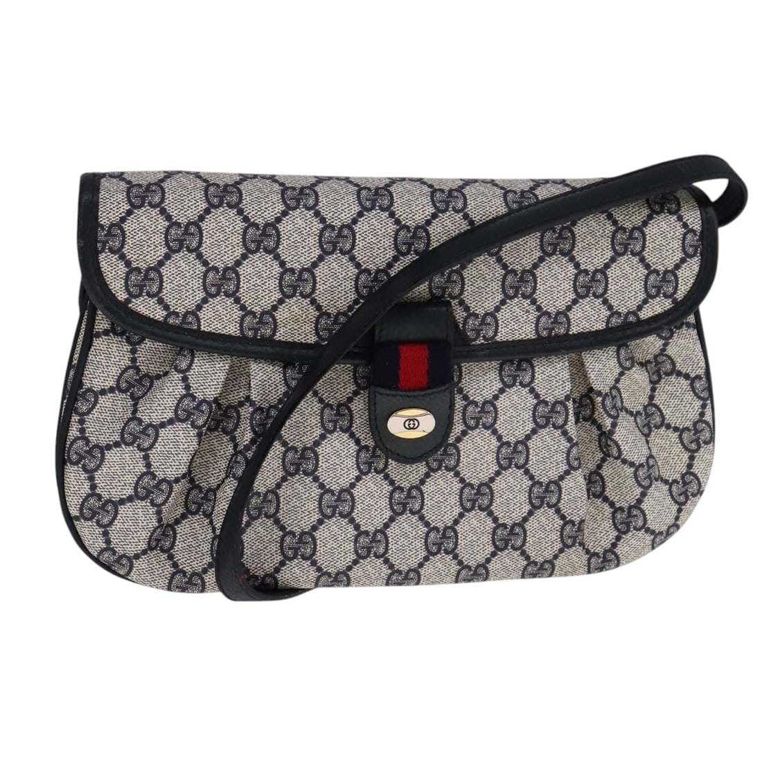 Gucci GG Supreme Sherry Line Red Navy PVC Canvas Shoulder Bag with Dust Bag: Gucci GG Supreme Sherry Line Red Navy PVC Canvas Shoulder Bag with Dust Bag This is a Gucci GG Supreme Sherry Line shoulder bag crafted from PVC leather and GG canvas in red and navy. Designed for wom
