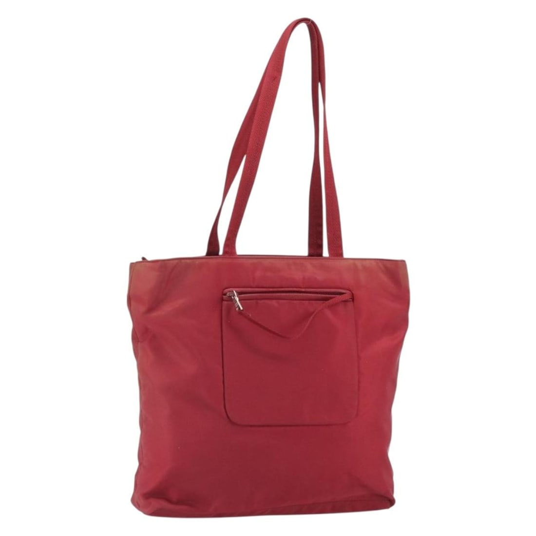Nylon Prada Tote Bag Silver and Red Made in Italy 170463: Nylon Prada Tote Bag Silver and Red Made in Italy 170463 This Prada tote bag features a nylon exterior in silver and red colors. Designed in Italy, it offers a practical size with approximate dimensio