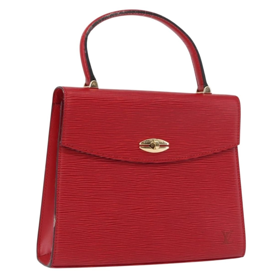 Red Epi Leather Malesherbes Bag by Louis Vuitton Model M52377: Red Epi Leather Malesherbes Bag by Louis Vuitton Model M52377 This Louis Vuitton Malesherbes handbag features a striking red Epi leather exterior, offering a signature textured finish. The bag is desi