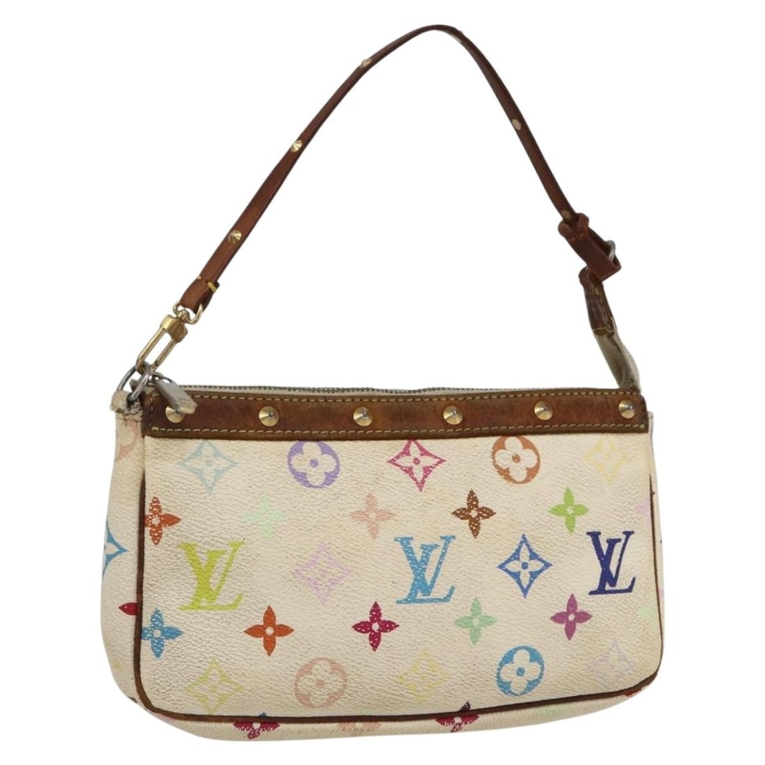 Louis Vuitton Multicolor Canvas White Pochette Pouch M92649 France (1 of 18)