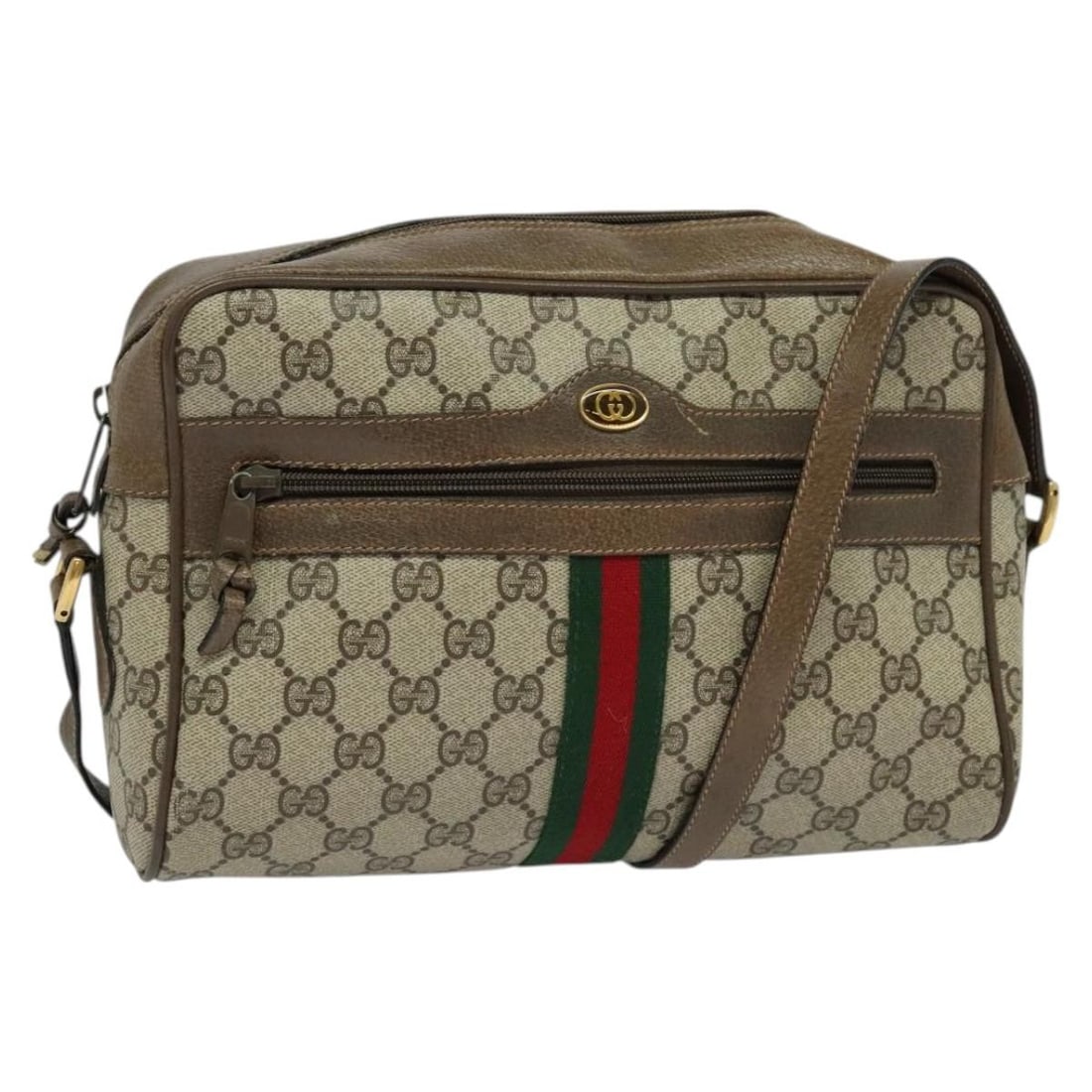Gucci GG Supreme Sherry Line Beige PVC Shoulder Bag 56 02 005 Italy: Gucci GG Supreme Sherry Line Beige PVC Shoulder Bag 56 02 005 Italy This is a Gucci GG Supreme Web Sherry Line shoulder bag crafted from beige PVC leather and GG canvas. Designed for women, it feature