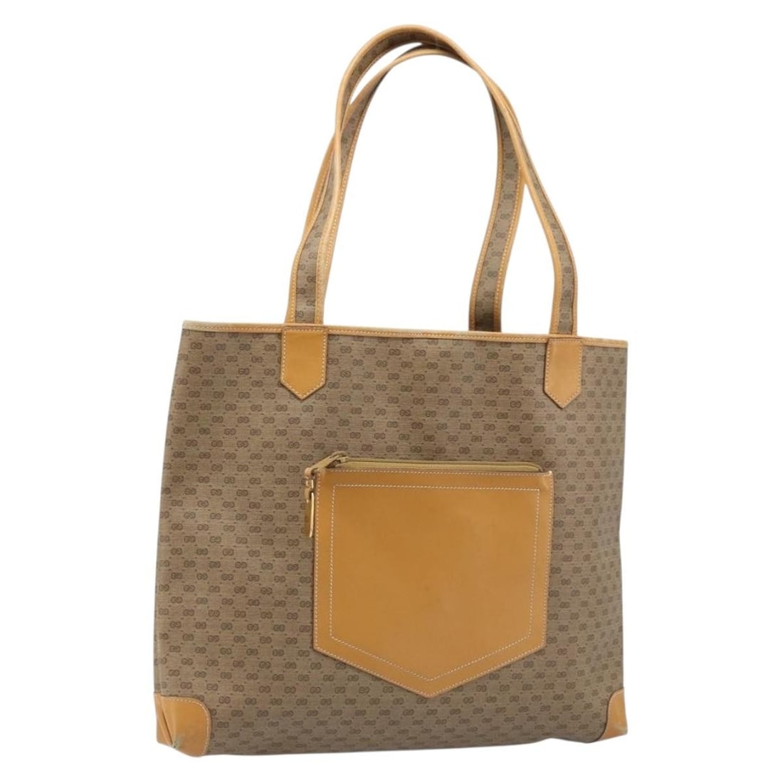 Beige and Gold Micro GG Supreme Tote by Gucci PVC Leather Italy (1 of 18)