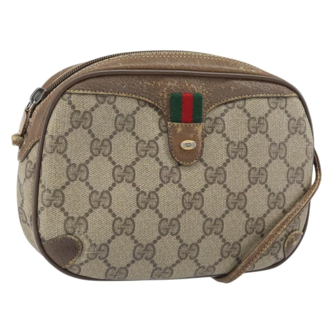 Gucci Beige Gold GG Canvas Sherry Line Shoulder Bag 89 02 066: Gucci Beige Gold GG Canvas Sherry Line Shoulder Bag 89 02 066 This Gucci GG Supreme Web Sherry Line shoulder bag features beige and gold GG canvas material. It is crafted in Italy and measures approxi
