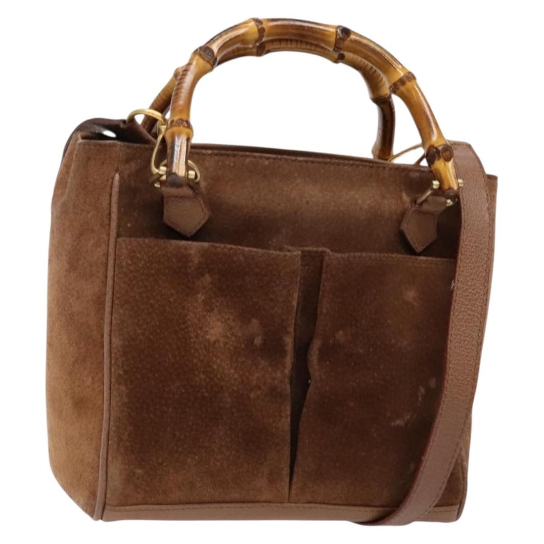 GUCCI Bamboo Suede Hand Bag Brown Gold 000 123 0316 Auth (1 of 18)