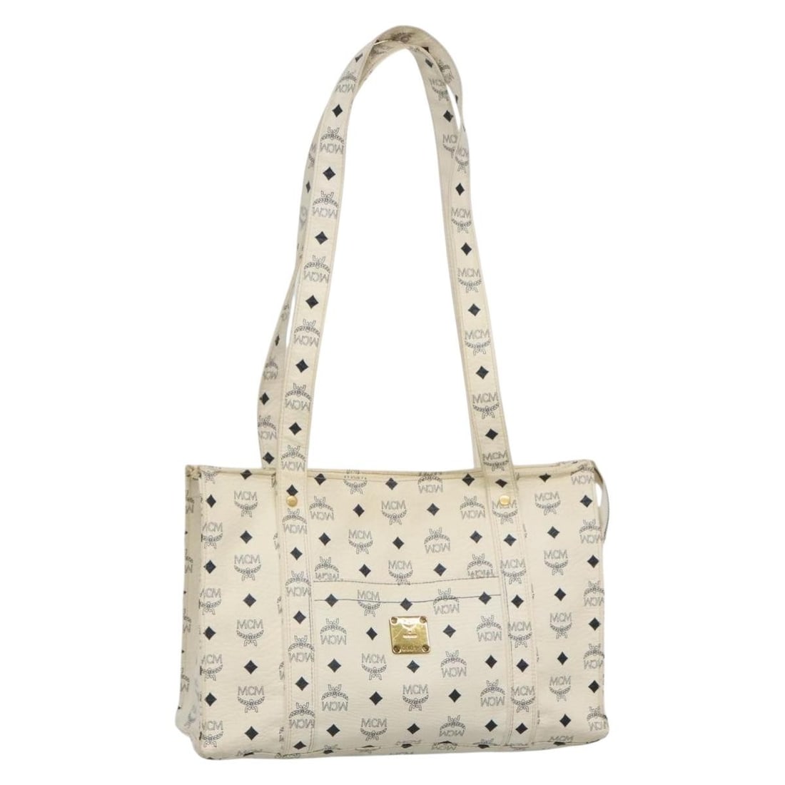 MCM Vicetos Shoulder Bag PVC Leather White Gold Made in Germany (1 of 18)