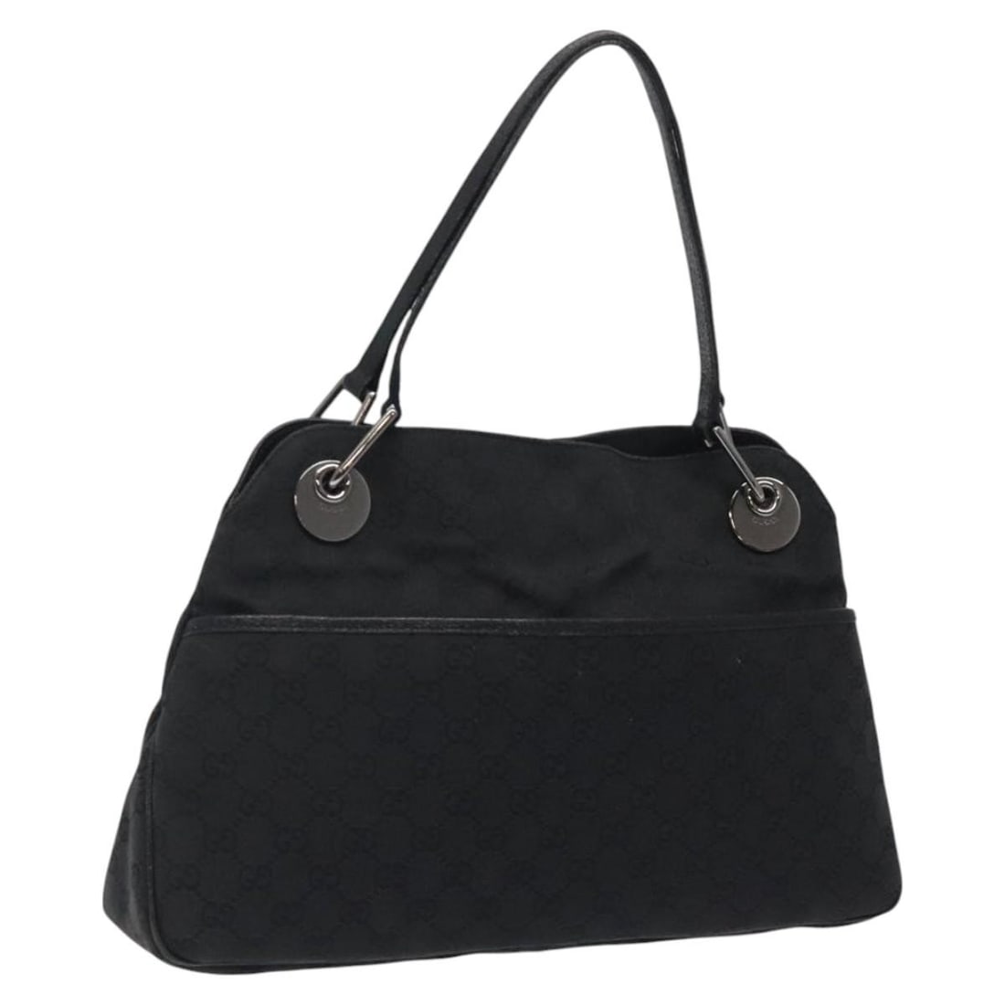 Black GG Canvas Shoulder Bag by Gucci Model 121023: Black GG Canvas Shoulder Bag by Gucci Model 121023 This GUCCI GG Canvas shoulder bag features a black exterior crafted from signature GG Canvas. Designed for women, it offers a spacious interior and i
