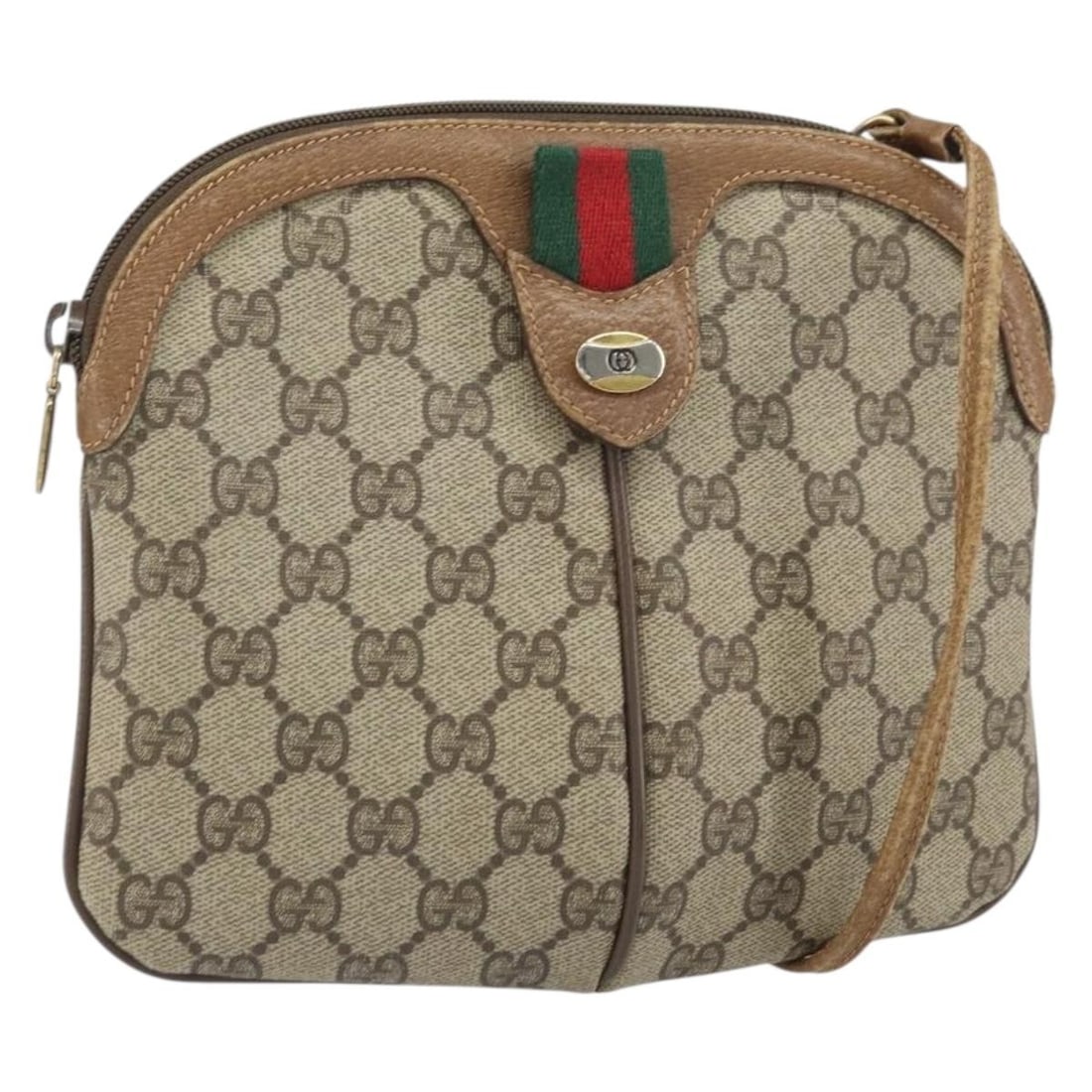 Gucci Beige Gold GG Supreme PVC Canvas Shoulder Bag 6802047 Italy: Gucci Beige Gold GG Supreme PVC Canvas Shoulder Bag 6802047 Italy This Gucci GG Supreme Web Sherry Line shoulder bag features beige and gold PVC leather with GG canvas detailing. Made in Italy, it mea