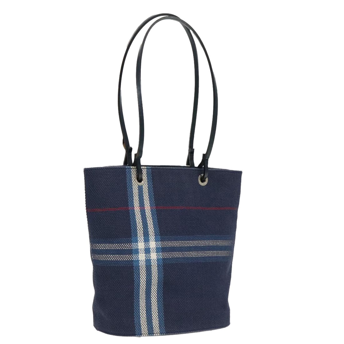 Burberry Navy and Silver Canvas Nova Check Tote Handbag (1 of 18)