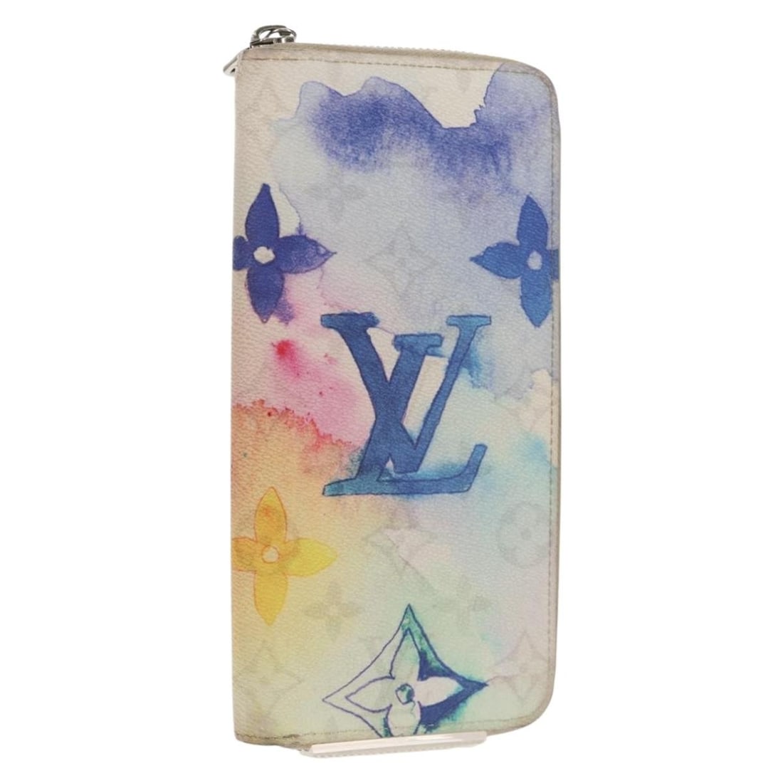 LOUIS VUITTON Monogram Watercolor Zippy Wallet Blue M80499 Authentic (1 of 18)