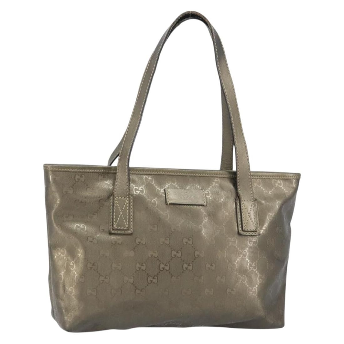 Gucci Bronze Silver GG Canvas Tote Bag Model 211138 from Italy: Gucci Bronze Silver GG Canvas Tote Bag Model 211138 from Italy This is a Gucci GG Crystal tote bag featuring a bronze and silver GG canvas exterior. The bag is made in Italy and includes a spacious in