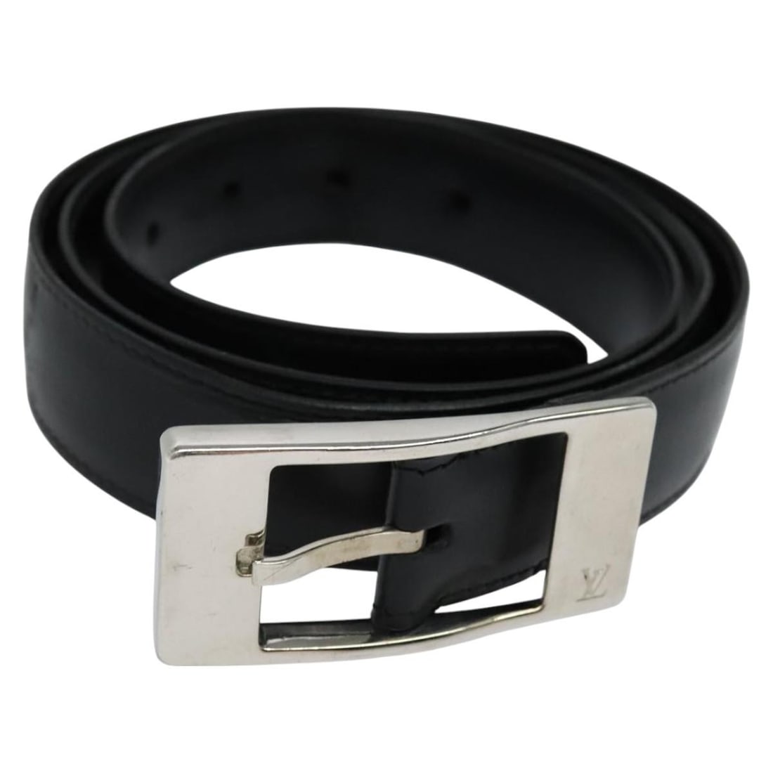 Louis Vuitton M9831 Black Leather Belt for Women Silver Buckle 36.2-40.6in: Louis Vuitton M9831 Black Leather Belt for Women Silver Buckle 36.2-40.6in This LOUIS VUITTON women's belt features black leather with silver-tone hardware. The belt measures approximately 36.2 to 40.