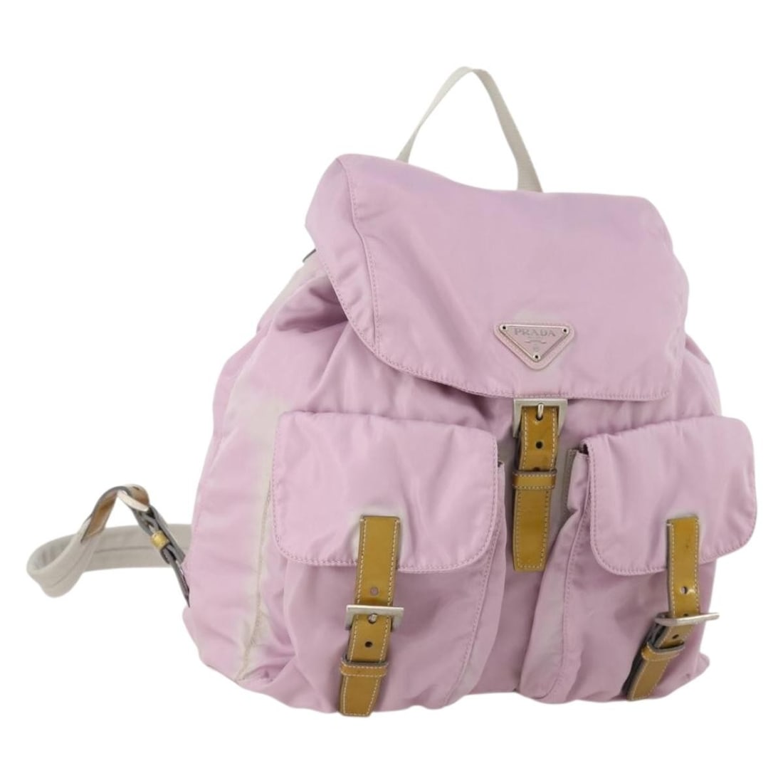 Prada Pink Nylon Backpack with Silver Accents and Guarantee Card: Prada Pink Nylon Backpack with Silver Accents and Guarantee Card This PRADA backpack features a pink and silver nylon exterior and is designed for women. It includes a guarantee card and was made in I