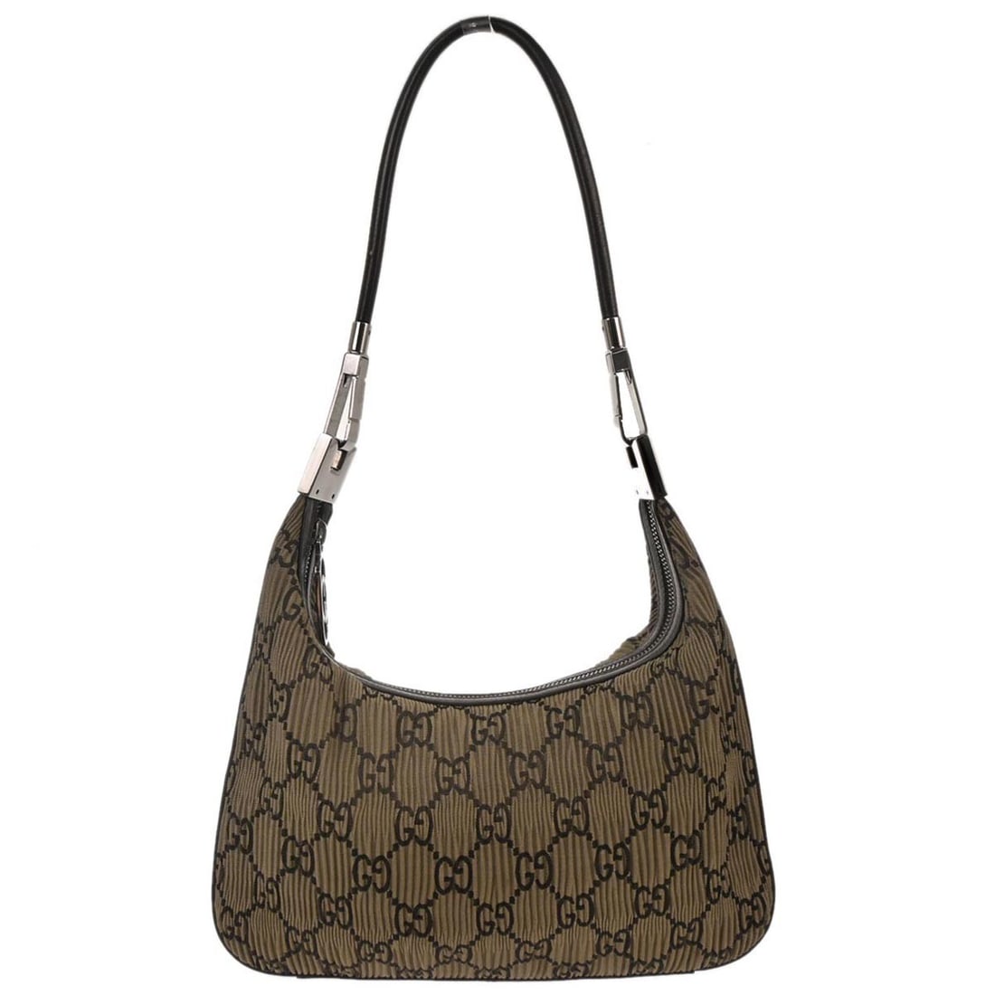 Small Gucci GG Monogram Brown Canvas Leather Hobo Shoulder Bag (1 of 9)