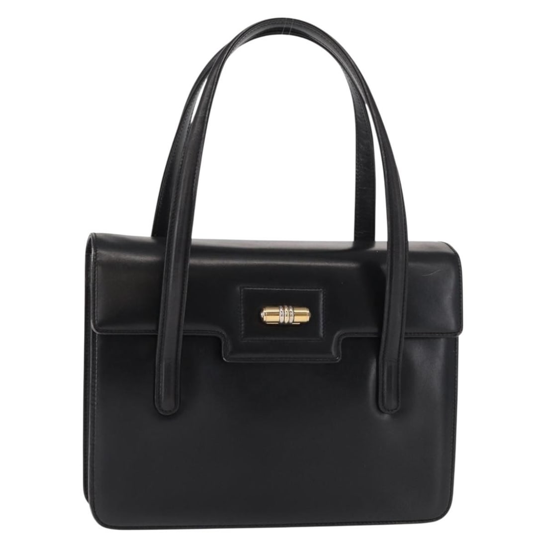 GUCCI Black Gold Leather Hand Bag Auth 156422 Italy: GUCCI Black Gold Leather Hand Bag Auth 156422 Italy This authentic GUCCI hand bag is crafted from high-quality leather in a striking black and gold color scheme. Measuring approximately 10.2 inches in