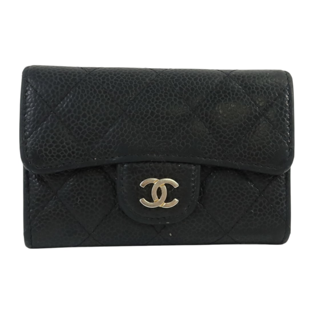 CHANEL Black Calfskin Card Case with Gold Hardware (1 of 18)