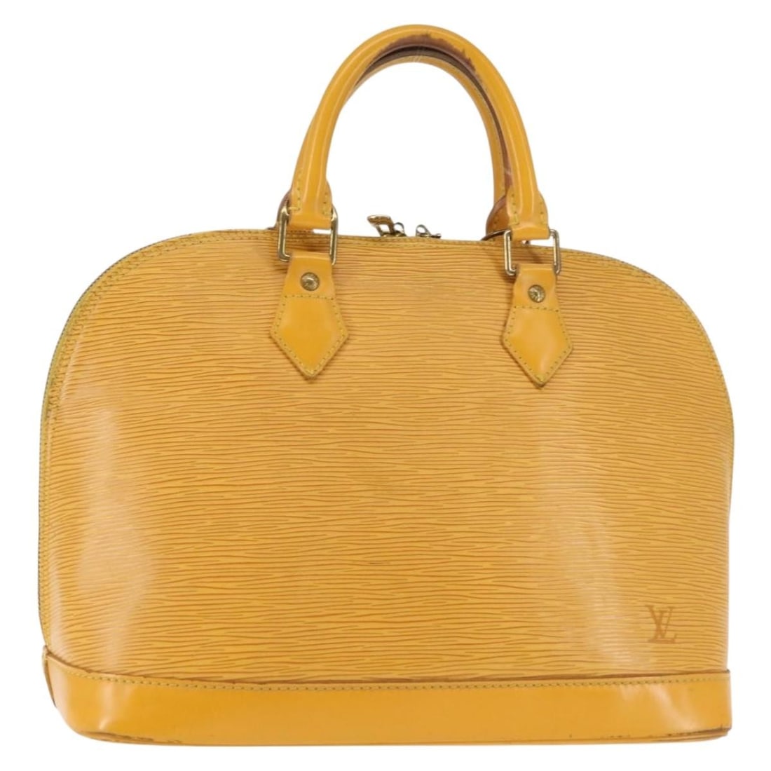 LOUIS VUITTON Epi Alma Hand Bag Yellow M52149 Auth 146477: LOUIS VUITTON Epi Alma Hand Bag Yellow M52149 Auth 146477 This authentic LOUIS VUITTON Epi Alma Hand Bag showcases a vibrant yellow exterior crafted from durable Epi Leather. With a stylish and functi