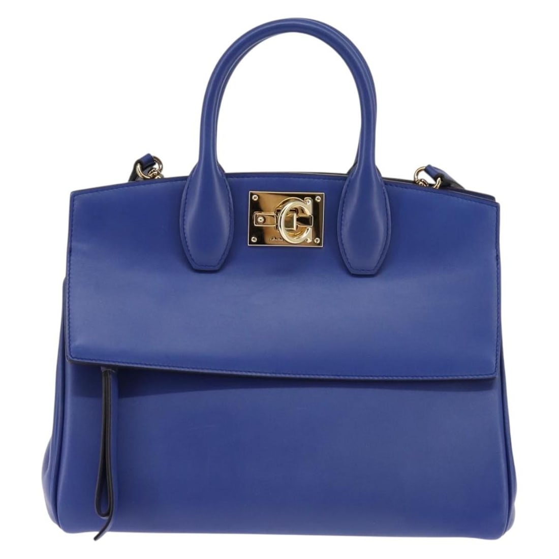 Salvatore Ferragamo Studio Leather Satchel Bag Blue (1 of 18)
