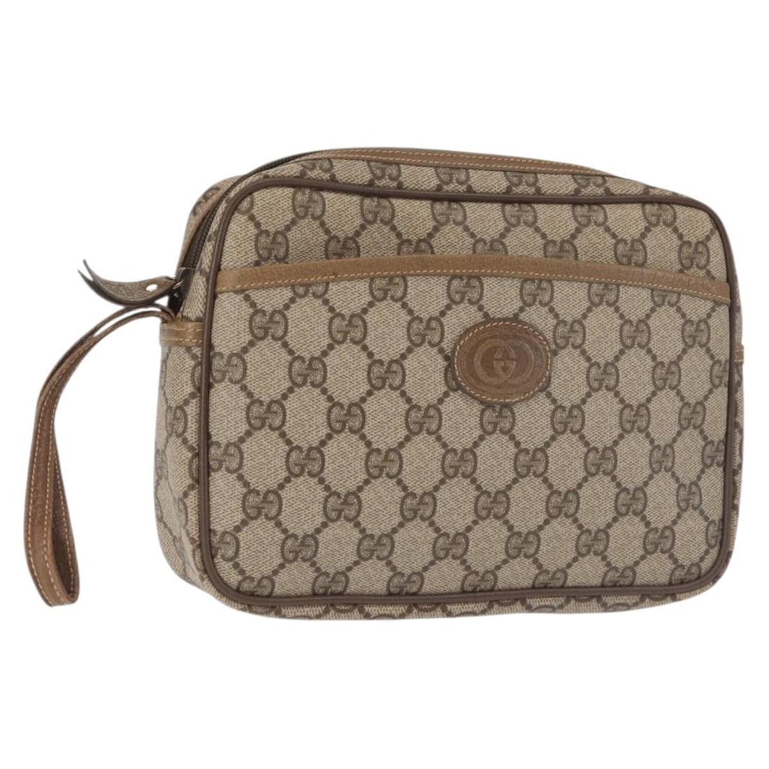 GUCCI GG Supreme Beige Gold PVC Clutch Bag 014 58 0028 Auth Italy: GUCCI GG Supreme Beige Gold PVC Clutch Bag 014 58 0028 Auth Italy This exquisite GUCCI GG Supreme Clutch Bag is crafted from durable PVC leather in a sophisticated beige and gold color scheme. With di