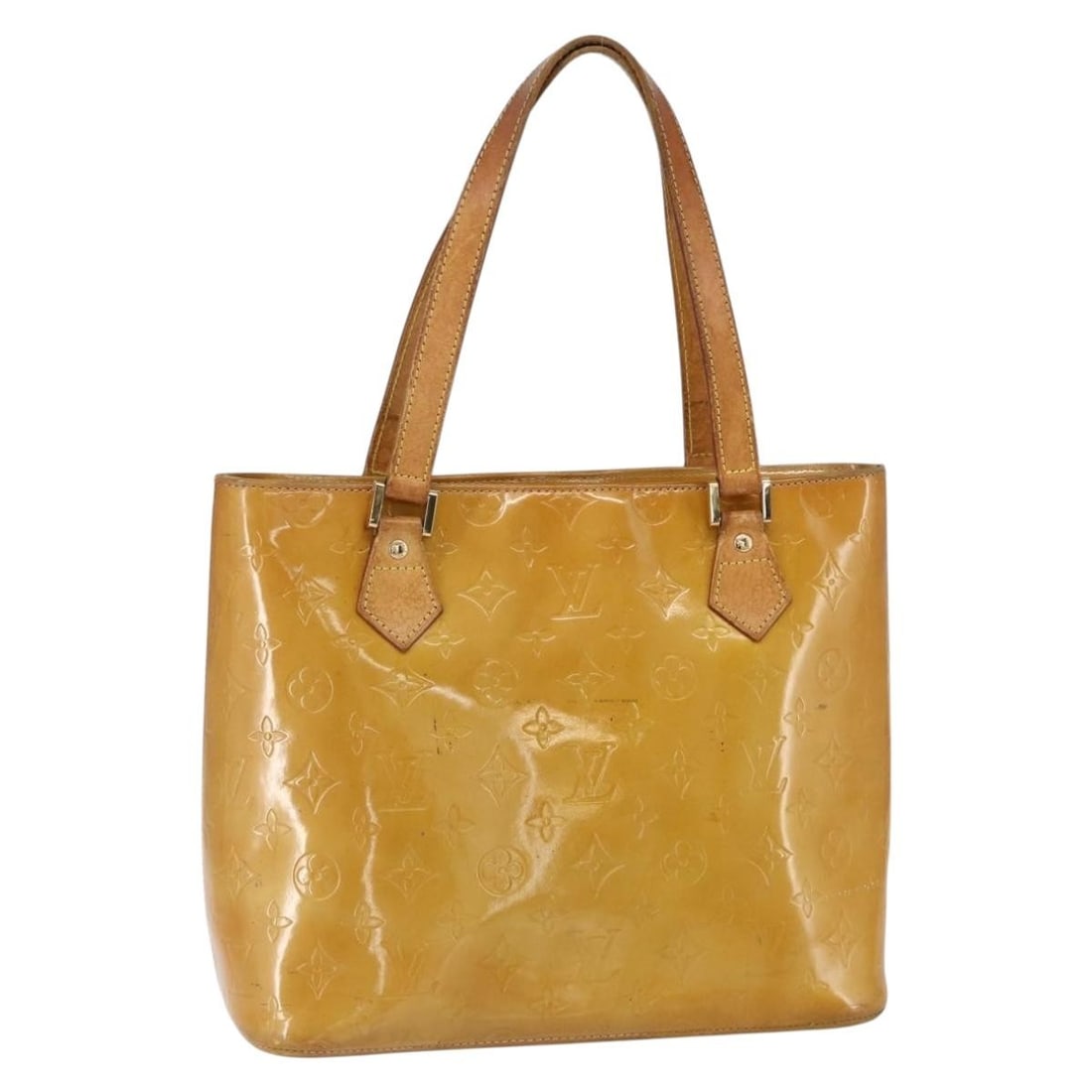 LOUIS VUITTON Monogram Vernis Houston Hand Bag Beige M91004 Auth: LOUIS VUITTON Monogram Vernis Houston Hand Bag Beige M91004 Auth This exquisite LOUIS VUITTON Monogram Vernis Houston Hand Bag in a beautiful beige patent leather is a timeless accessory. Crafted in F