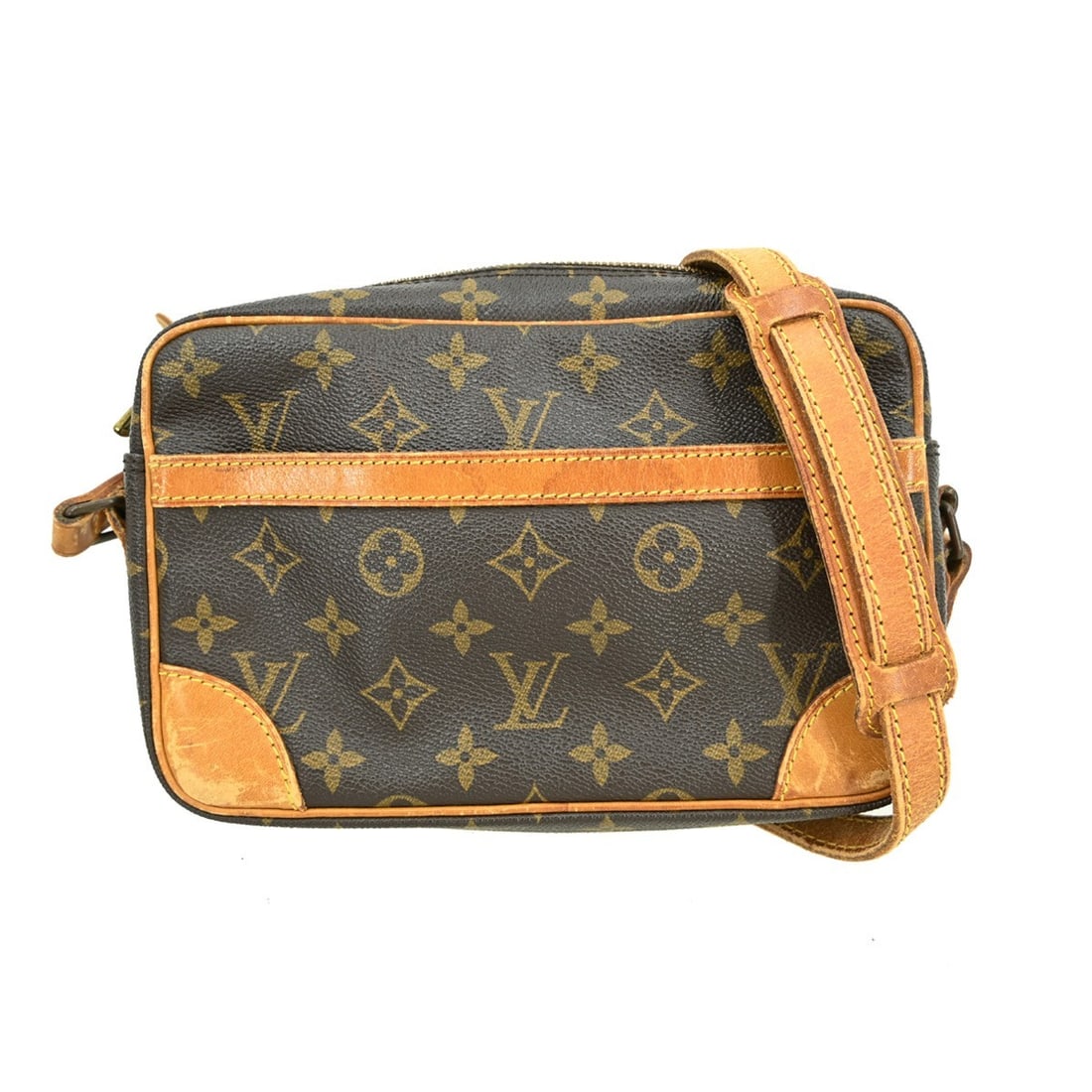 Louis Vuitton Monogram Trocadero 24 Medium Shoulder Bag M51276 Brown Leather: Louis Vuitton Monogram Trocadero 24 Medium Shoulder Bag M51276 Brown Leather This Louis Vuitton Trocadero 24 shoulder bag features the classic Monogram pattern on brown leather with gold-colored hardw