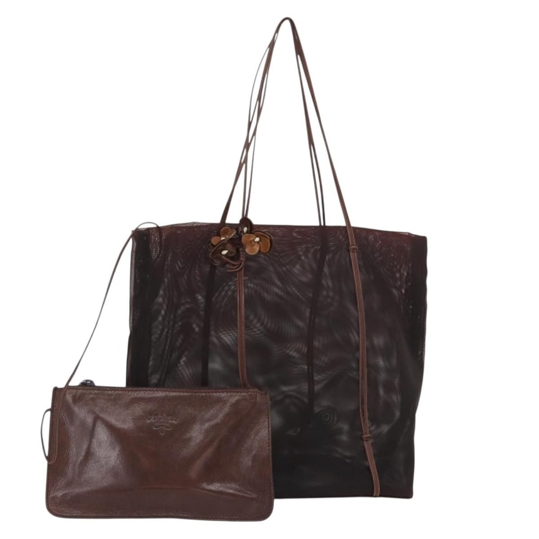 Prada Brown Nylon Mesh Tote Bag with Pouch Italy (1 of 18)