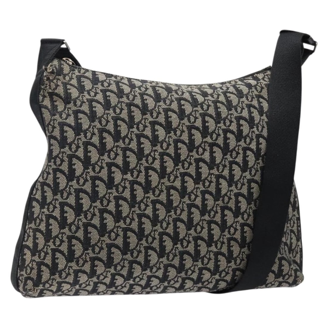 Christian Dior Black Silver Trotter Canvas Shoulder Bag Made in Italy: Christian Dior Black Silver Trotter Canvas Shoulder Bag Made in Italy This elegant Christian Dior Trotter Canvas Shoulder Bag features a stylish black and silver design, ideal for any fashion-forward