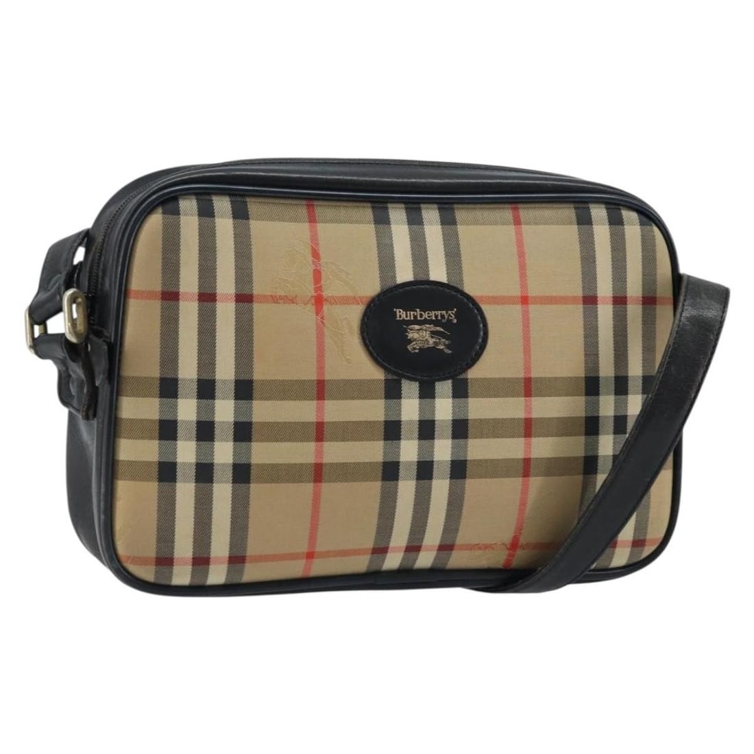 Burberrys Canvas Nova Check Beige Shoulder Bag for Women: Burberrys Canvas Nova Check Beige Shoulder Bag for Women This is a Burberrys Nova Check shoulder bag featuring a beige and gold canvas exterior. Designed for women, the bag includes an adjustable shou