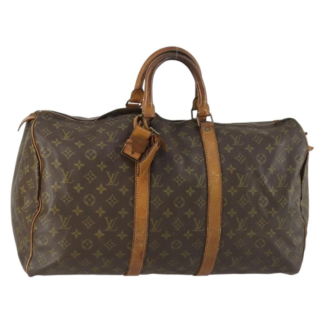 Louis Vuitton Keepall 50 Monogram Canvas Boston Bag M41426 with Name Tag: Louis Vuitton Keepall 50 Monogram Canvas Boston Bag M41426 with Name Tag This Louis Vuitton Monogram Keepall 50 Boston Bag, model M41426, is crafted from signature monogram canvas and features a spaci