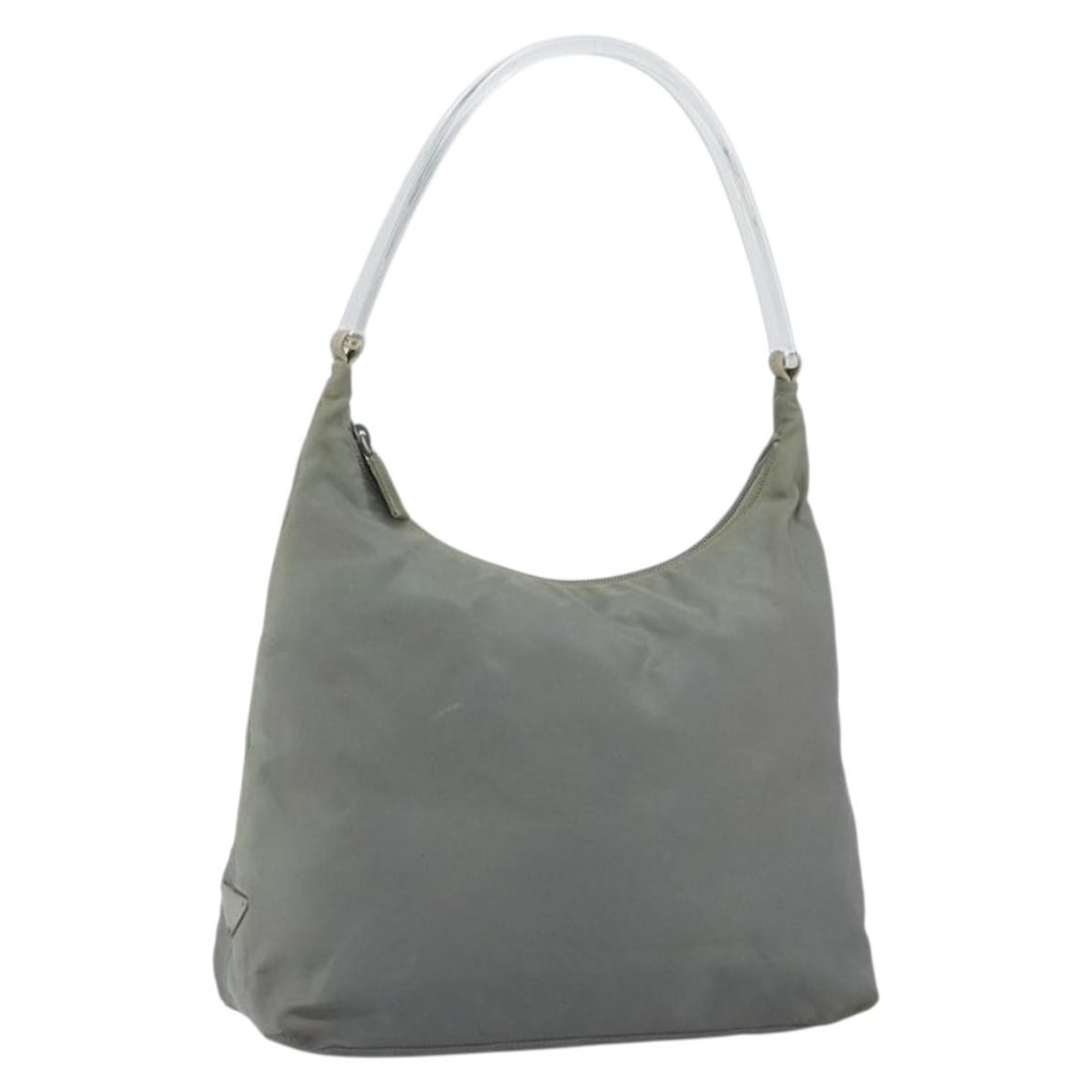 Gray Silver Nylon Prada Handbag for Women Made in Italy: Gray Silver Nylon Prada Handbag for Women Made in Italy This PRADA hand bag for women is crafted from gray and silver nylon and features dual handles. The bag is made in Italy and has a handle drop of
