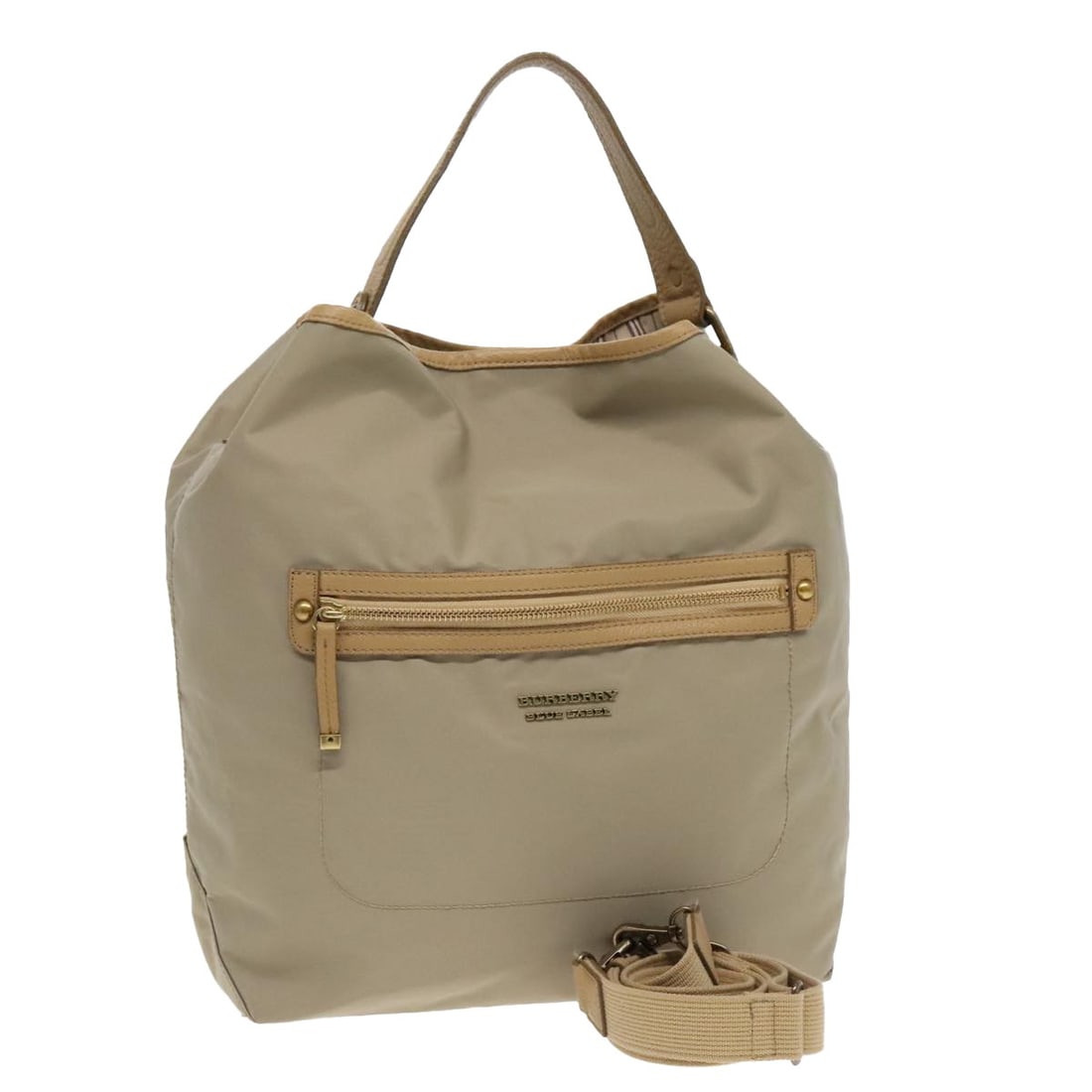 Burberry Blue Label Beige Nylon Convertible Shoulder Tote Bag Japan: Burberry Blue Label Beige Nylon Convertible Shoulder Tote Bag Japan This BURBERRY Blue Label shoulder bag is crafted from beige nylon and offers a versatile 2-way design. It features a spacious interi