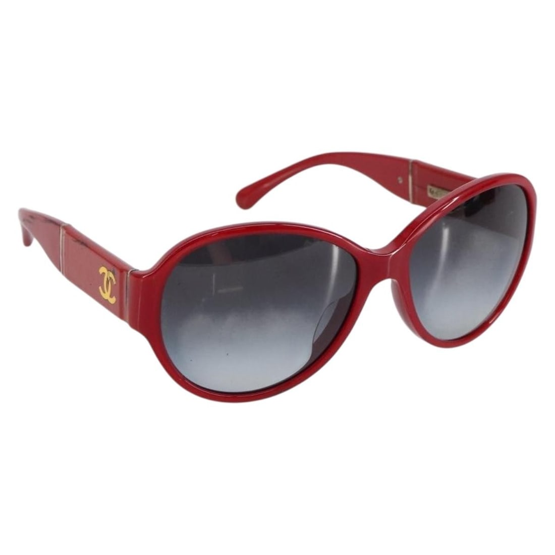 CHANEL Red Plastic Sunglasses with Case Auth BA9167 Italy (1 of 10)