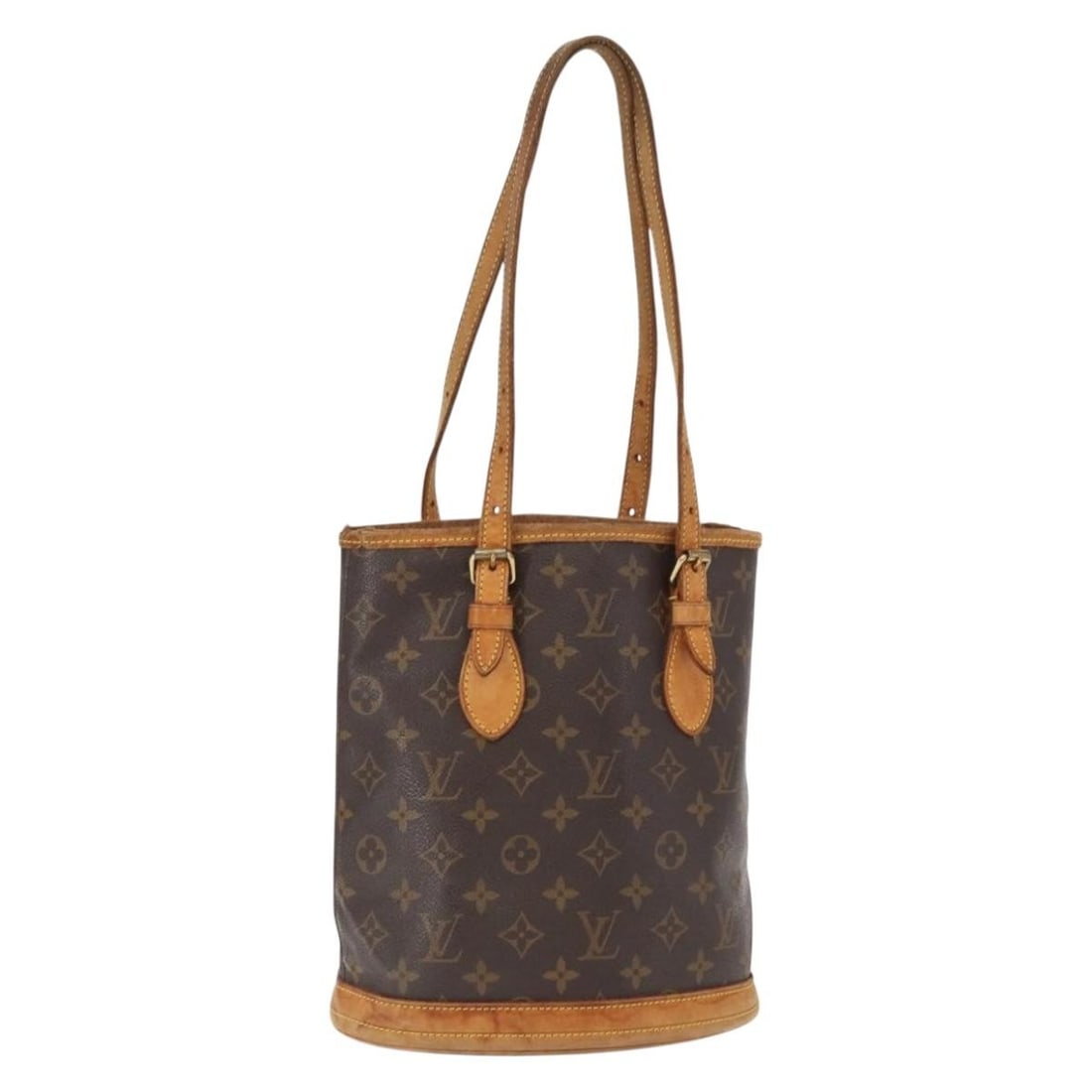Monogram Canvas Bucket PM Shoulder Bag by Louis Vuitton M42238: Monogram Canvas Bucket PM Shoulder Bag by Louis Vuitton M42238 This Louis Vuitton Monogram Bucket PM Shoulder Bag features the iconic monogram canvas in a classic brown color. The bag is crafted in Fr