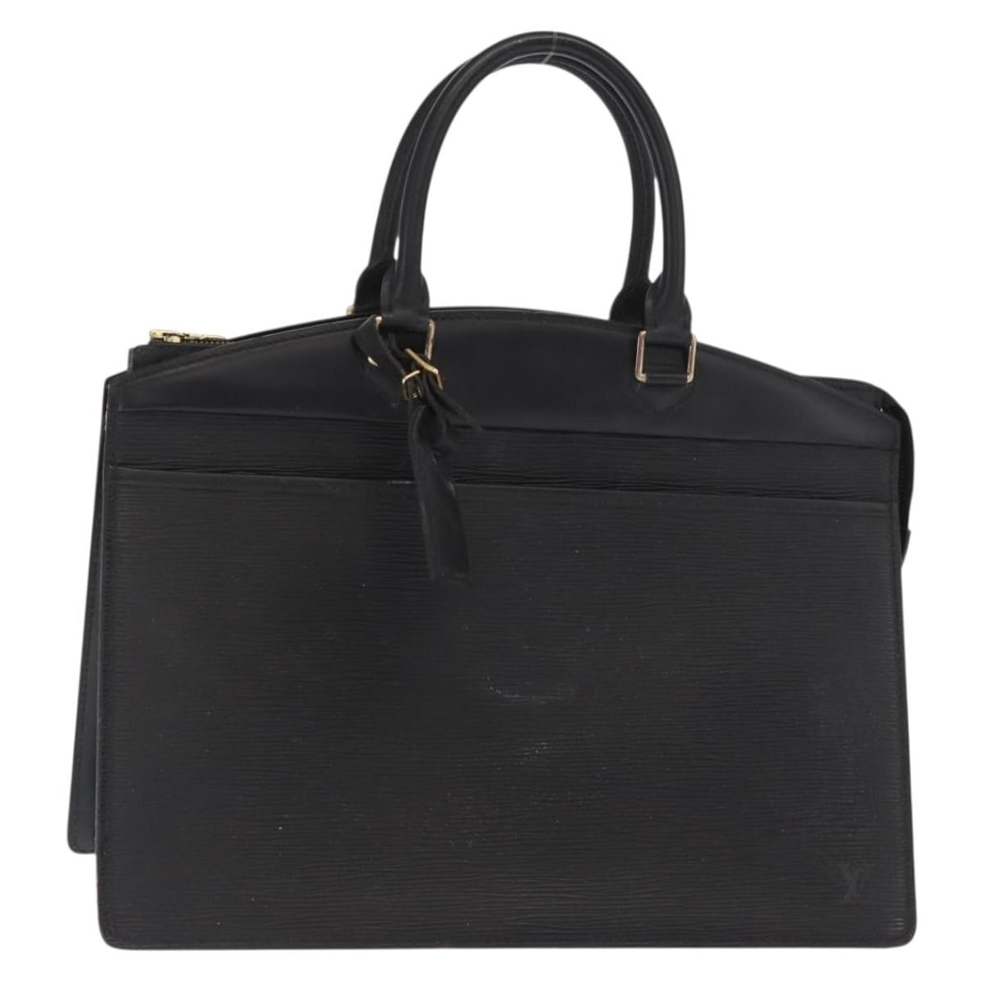 Louis Vuitton Epi Leather Riviera Black Handbag Model M48182 France: Louis Vuitton Epi Leather Riviera Black Handbag Model M48182 France This Louis Vuitton Riviera handbag is crafted from black Epi leather and features a structured silhouette with dual top handles. The