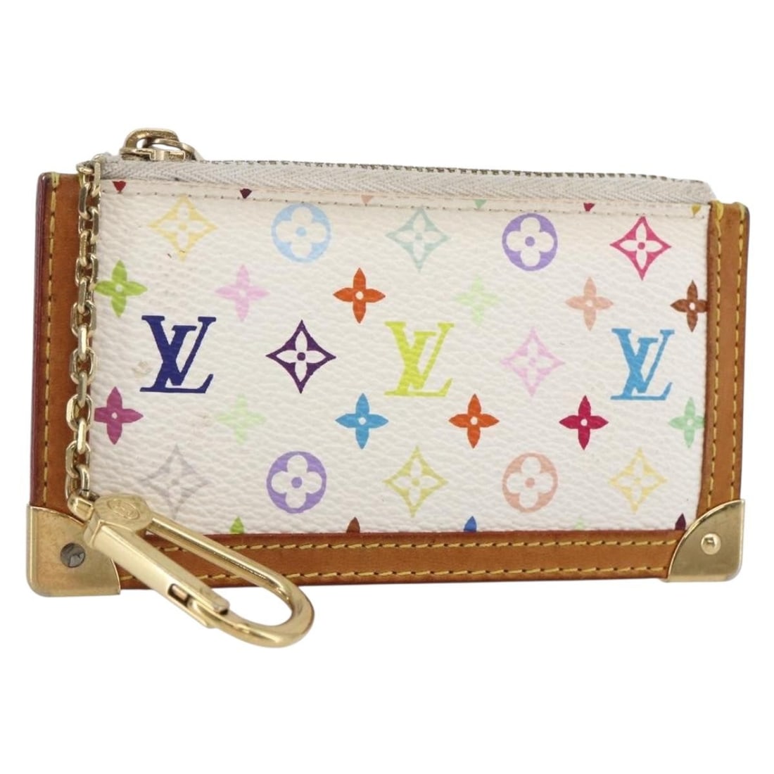 Louis Vuitton Multicolor Pochette Cles Coin Purse White M92655 Spain (1 of 18)