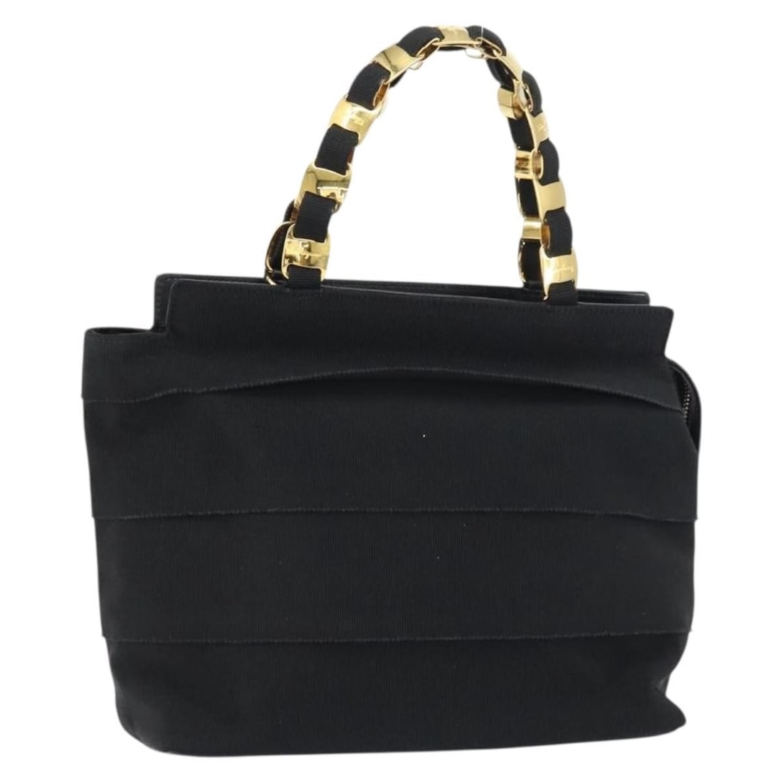 Salvatore Ferragamo Vala Chain Tote Bag Black Gold Nylon Authentic: Salvatore Ferragamo Vala Chain Tote Bag Black Gold Nylon Authentic The Salvatore Ferragamo Vala Chain Tote Bag is a stylish accessory crafted in Italy from durable nylon, featuring a classic black and